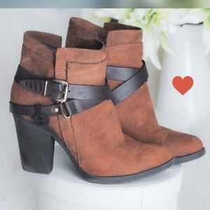 Faux Suede Heeled Ankle Boots